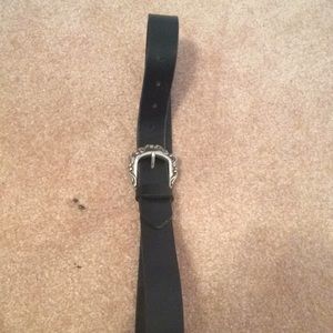 Black Leather belt with silver buckle
